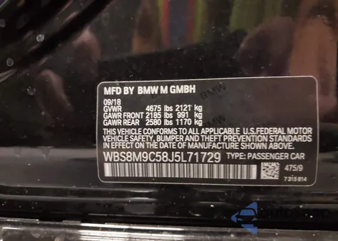 2018 BMW M3 z USA, uszkodzony, nr VIN WBS8M9C58J5L71729